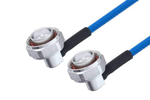 Plenum 7/16 DIN Male Right Angle to 7/16 DIN Male Right Angle Low PIM Cable 200 CM Length Using SPP-250-LLPL Coax , LF Solder