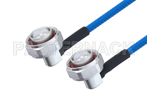 Plenum 7/16 DIN Male Right Angle to 7/16 DIN Male Right Angle Low PIM Cable 48 Inch Length Using SPP-250-LLPL Coax , LF Solder