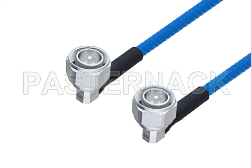Plenum 4.3-10 Male Right Angle to 4.3-10 Male Right Angle Low PIM Cable 48 Inch Length Using SPP-250-LLPL Coax , LF Solder