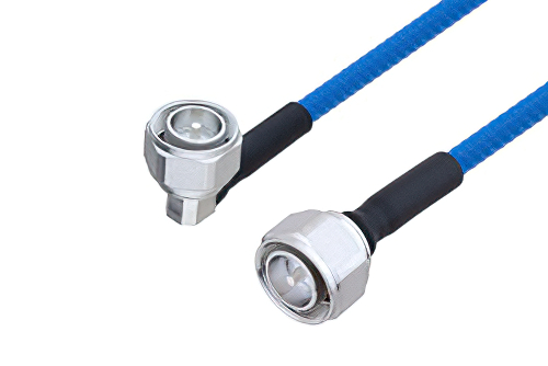Plenum 4.3-10 Male Right Angle to 4.3-10 Male Low PIM Cable 100 CM Length Using SPP-250-LLPL Coax , LF Solder