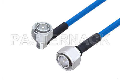 Plenum 4.3-10 Male Right Angle to 4.3-10 Male Low PIM Cable 50 CM Length Using SPP-250-LLPL Coax , LF Solder
