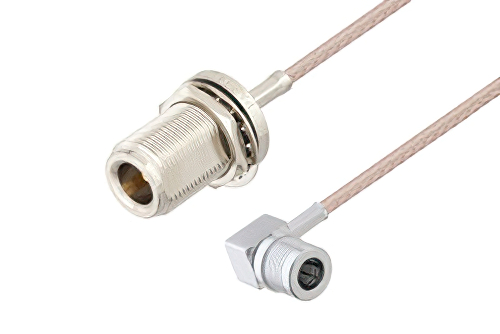 N Female Bulkhead to QMA Male Right Angle Cable 60 Inch Length Using RG316 Coax