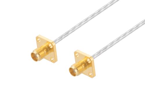 SMA Female 4 Hole Flange to SMA Female 4 Hole Flange Cable Using PE-SR405FL Coax
