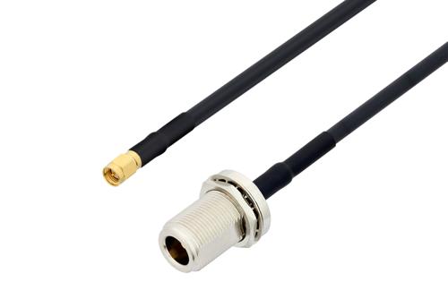 SMA Male to N Female Bulkhead Low Loss Cable Using LMR-240-UF Coax with HeatShrink, LF Solder