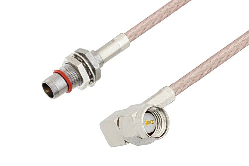 Slide-On BMA Plug Bulkhead to SMA Male Right Angle Cable Using RG316 Coax