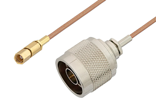 N Male to SSMC Plug Cable 12 Inch Length Using RG178 Coax