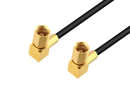 SSMC Plug Right Angle to SSMC Plug Right Angle Low Loss Cable 36 Inch Length Using LMR-100 Coax