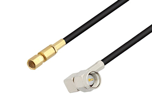 SMA Male Right Angle to SSMC Plug Low Loss Cable 24 Inch Length Using LMR-100 Coax