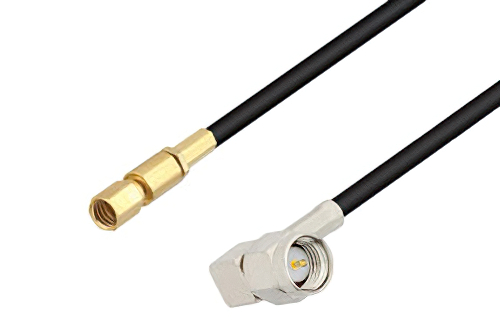 SMA Male Right Angle to SSMC Plug Low Loss Cable 36 Inch Length Using LMR-100 Coax