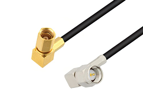 SMA Male Right Angle to SSMC Plug Right Angle Low Loss Cable 48 Inch Length Using LMR-100 Coax