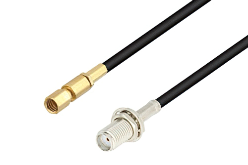 SMA Female Bulkhead to SSMC Plug Low Loss Cable 6 Inch Length Using LMR-100 Coax