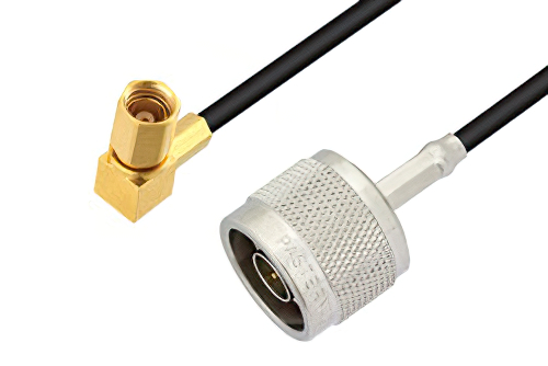 N Male to SSMC Plug Right Angle Low Loss Cable 48 Inch Length Using LMR-100 Coax