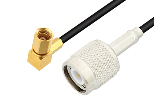 SSMC Plug Right Angle to TNC Male Low Loss Cable 12 Inch Length Using LMR-100 Coax