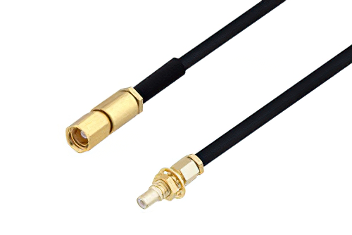 SSMC Plug to SSMC Jack Bulkhead Cable Using PE-SR405FLJ Coax