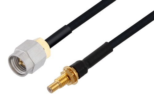 SMA Male to SSMC Jack Bulkhead Cable Using PE-SR405FLJ Coax