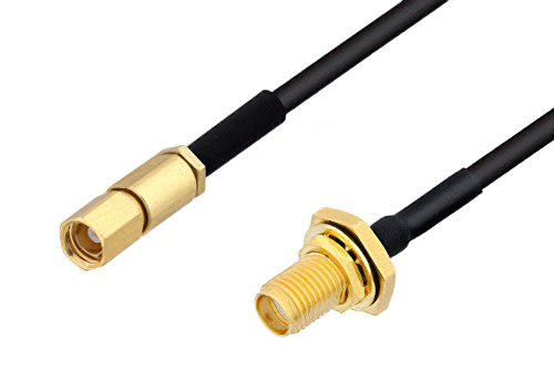 SMA Female Bulkhead to SSMC Plug Cable 72 Inch Length Using PE-SR405FLJ Coax
