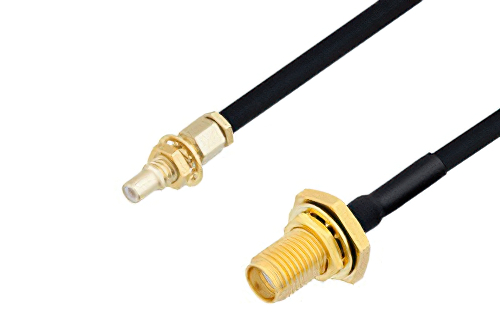 SMA Female Bulkhead to SSMC Jack Bulkhead Cable 24 Inch Length Using PE-SR405FLJ Coax
