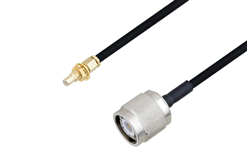 SSMC Jack Bulkhead to TNC Male Cable 24 Inch Length Using PE-SR405FLJ Coax