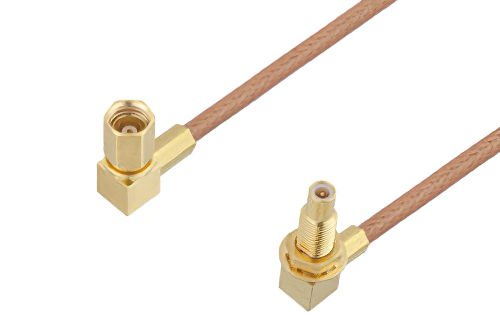 SSMC Plug Right Angle to SSMC Jack Right Angle Bulkhead Cable 48 Inch Length Using RG178 Coax