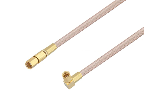 SSMC Plug to SSMC Plug Right Angle Cable 12 Inch Length Using RG316-DS Coax