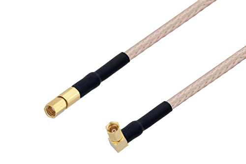 SSMC Plug to SSMC Plug Right Angle Cable 12 Inch Length Using RG316-DS Coax with HeatShrink