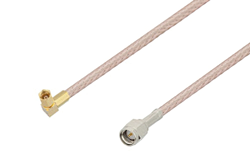 SMA Male to SSMC Plug Right Angle Cable 18 Inch Length Using RG316-DS Coax