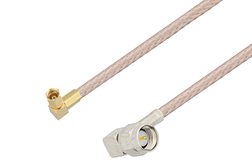 SMA Male Right Angle to SSMC Plug Right Angle Cable 24 Inch Length Using RG316-DS Coax
