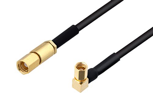 SSMC Plug to SSMC Plug Right Angle Cable Using PE-SR405FLJ Coax