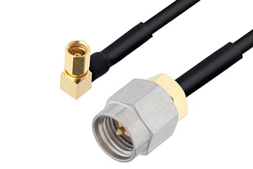SMA Male to SSMC Plug Right Angle Cable 18 Inch Length Using PE-SR405FLJ Coax