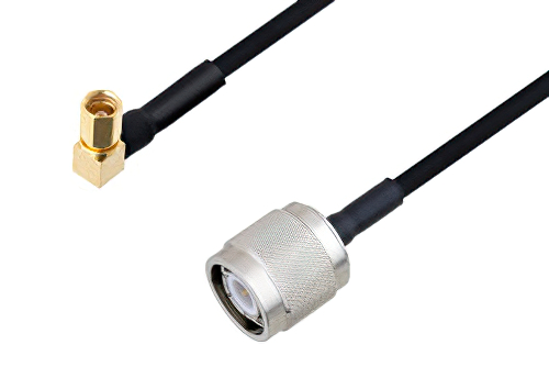SSMC Plug Right Angle to TNC Male Cable Using PE-SR405FLJ Coax