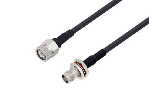 TNC Male to TNC Female Bulkhead Low Loss Cable Using LMR-195 Coax with HeatShrink