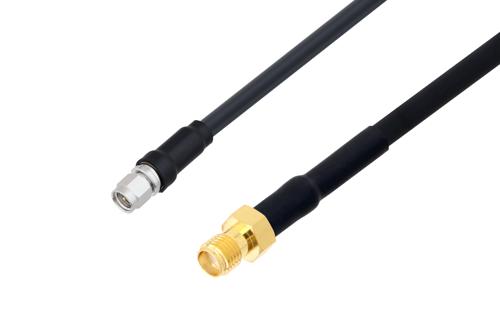 SMA Male to SMA Female Low Loss Cable Using LMR-240-DB Coax with HeatShrink, LF Solder