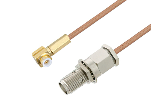 Snap-On MMBX Plug Right Angle to SMA Female Bulkhead Cable 200 CM Length Using RG178 Coax