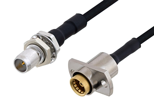 Slide-On BMA Plug Bulkhead to Slide-On BMA Jack 2 Hole Flange Cable 24 Inch Length Using PE-SR405FLJ Coax