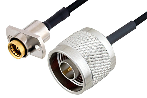 Slide-On BMA Jack 2 Hole Flange to N Male Cable 36 Inch Length Using PE-SR405FLJ Coax