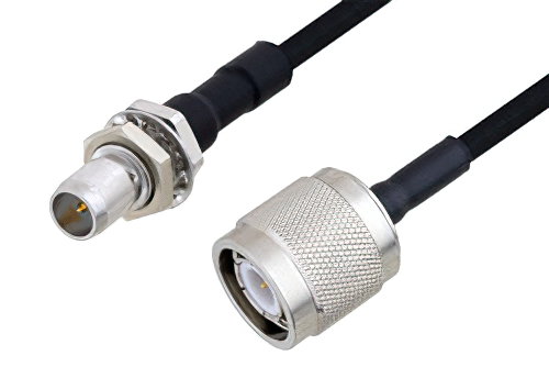 Slide-On BMA Plug Bulkhead to TNC Male Cable 6 Inch Length Using PE-SR405FLJ Coax