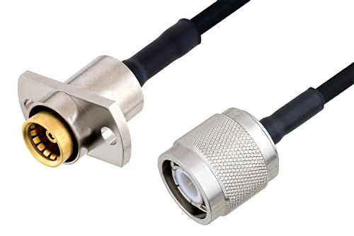 Slide-On BMA Jack 2 Hole Flange to TNC Male Cable Using PE-SR405FLJ Coax