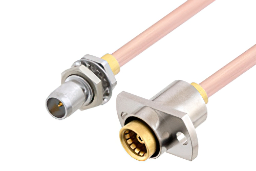 Slide-On BMA Plug Bulkhead to Slide-On BMA Jack 2 Hole Flange Cable Using RG405 Coax
