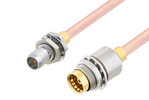 Slide-On BMA Plug Bulkhead to Slide-On BMA Jack Bulkhead Cable 24 Inch Length Using RG405 Coax