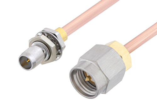 Slide-On BMA Plug Bulkhead to SMA Male Cable 36 Inch Length Using RG405 Coax