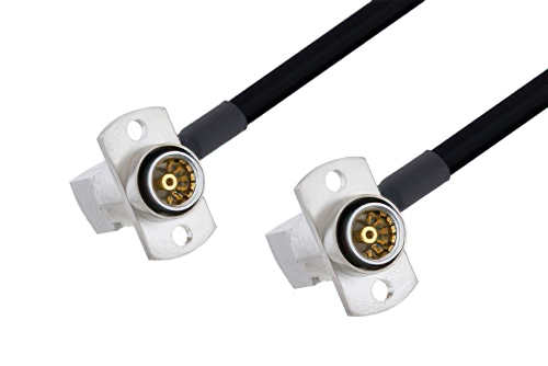 Slide-On BMA Jack Right Angle 2 Hole Flange to Slide-On BMA Jack Right Angle 2 Hole Flange Cable 6 Inch Length Using PE-SR402FLJ Coax