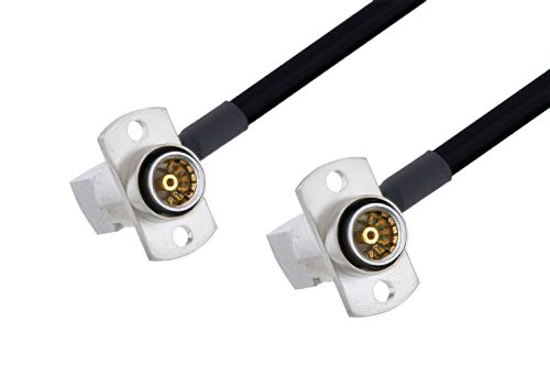 Slide-On BMA Jack Right Angle 2 Hole Flange to Slide-On BMA Jack Right Angle 2 Hole Flange Cable Using PE-SR402FLJ Coax