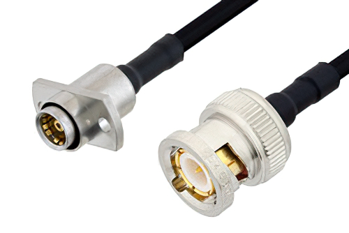 Slide-On BMA Jack 2 Hole Flange to BNC Male Cable 12 Inch Length Using PE-SR402FLJ Coax