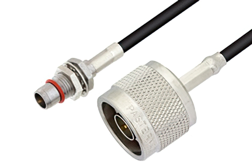 Slide-On BMA Plug Bulkhead to N Male Cable 6 Inch Length Using LMR-100 Coax