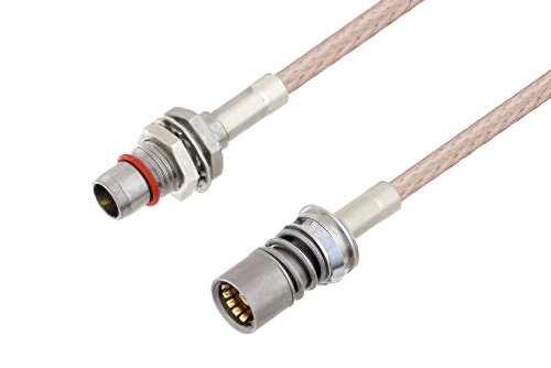 Slide-On BMA Plug Bulkhead to Snap-On BMA Jack Cable 36 Inch Length Using RG316 Coax
