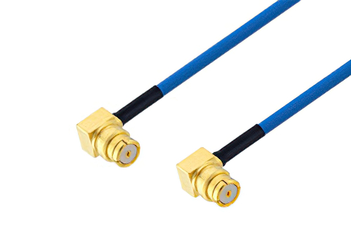 SMP Female Right Angle to SMP Female Right Angle Cable 36 Inch Length Using PE-P047 Coax