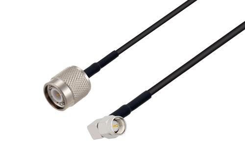 TNC Male to SMA Male Right Angle Low Loss Cable Using LMR-100 Coax with HeatShrink, LF Solder