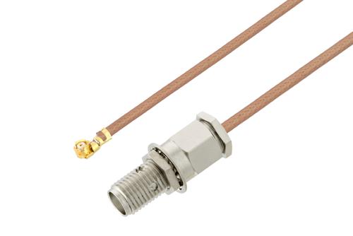 SMA Female Bulkhead to UMCX 2.5 Plug Right Angle Cable Using RG178 Coax, LF Solder