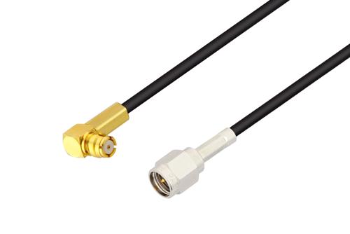 SMA Male to Push-On SMP Female Right Angle Cable Using RG174 Coax, LF Solder