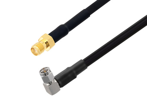 SMA Male Right Angle to SMA Female Low Loss Cable Using LMR-240 Coax with HeatShrink